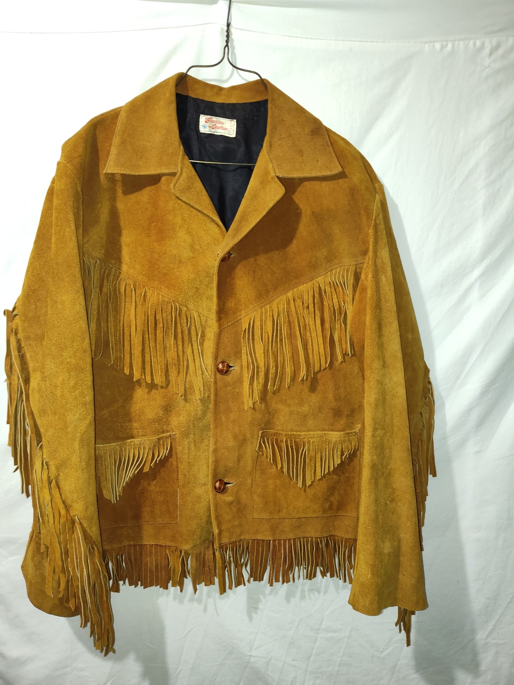 Men's Suede Fringe Bomber Jacket - Tan